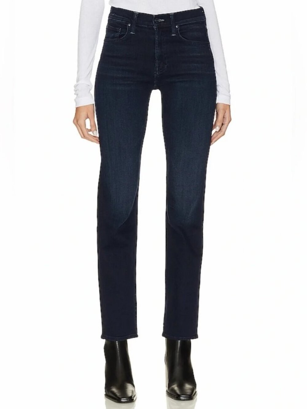 Mother Mid Rise Rider Ankle Jeans Women's 24 Dark Wash Kyoto Straight Leg Denim